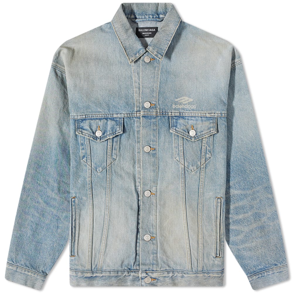 Яке Balenciaga Back Logo Oversized Denim Jacket 80'S Dirty Clear Blue Синьо | 704299-TJW79-8469, 0