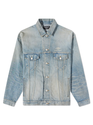 Яке Balenciaga Back Logo Oversized Denim Jacket 80'S Dirty Clear Blue Синьо | 704299-TJW79-8469