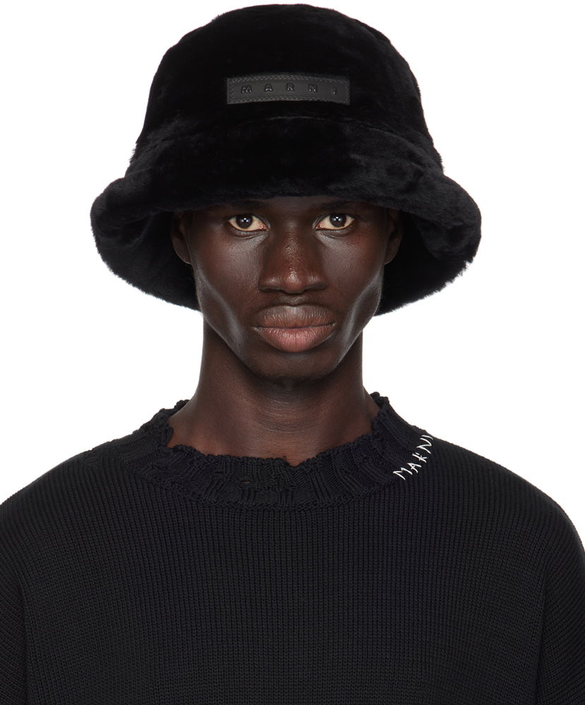 Шапка Marni Shearling Bucket Hat Черно | CLMC0055AX ULM094