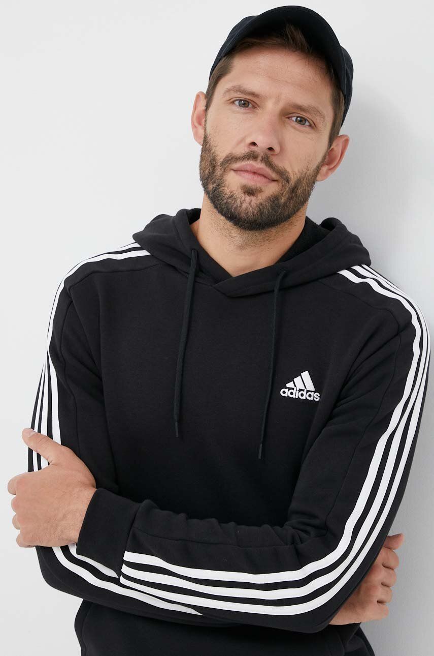 Суитчър adidas Performance Essentials Fleece 3-Stripes Hoodie Черно | IB4028, 0