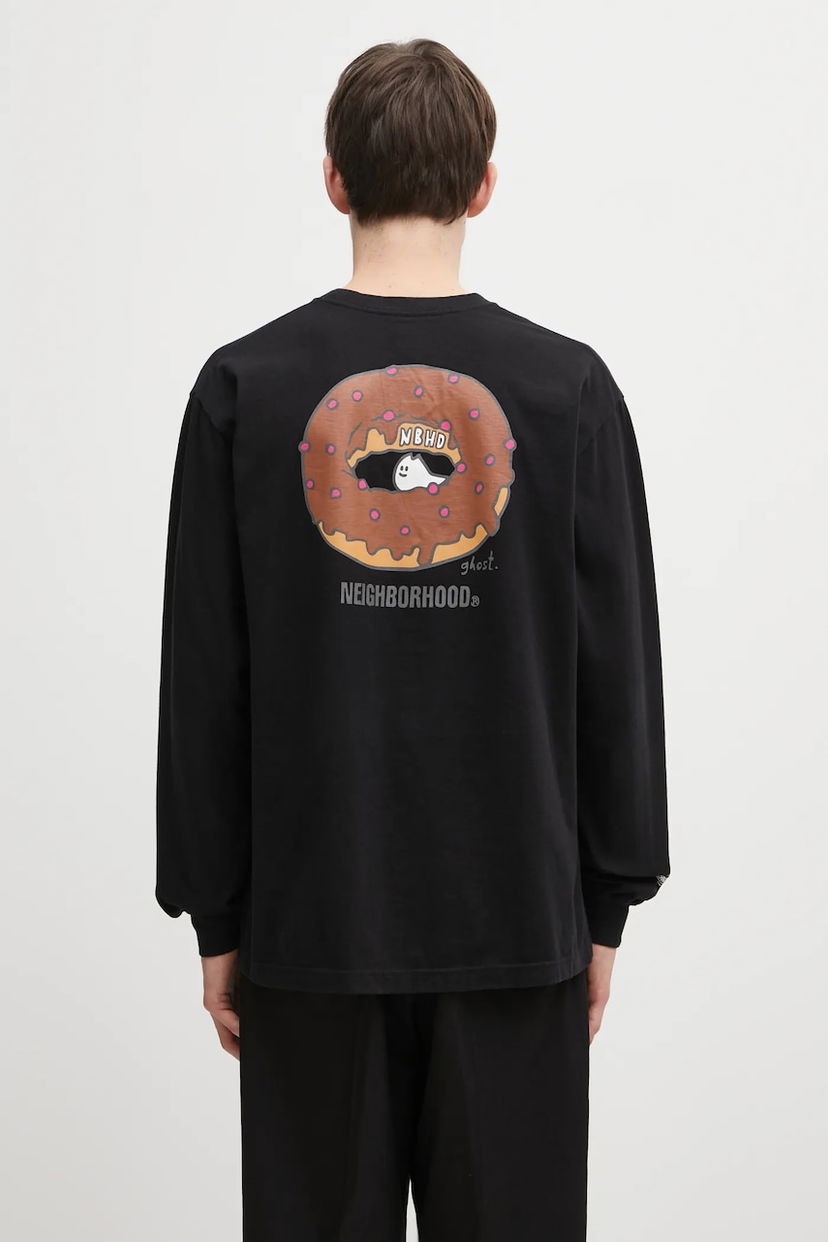Тениска Neighborhood Long-sleeve T-shirt with Donut and Ghost graphic Черно | 252PCNH.LT10