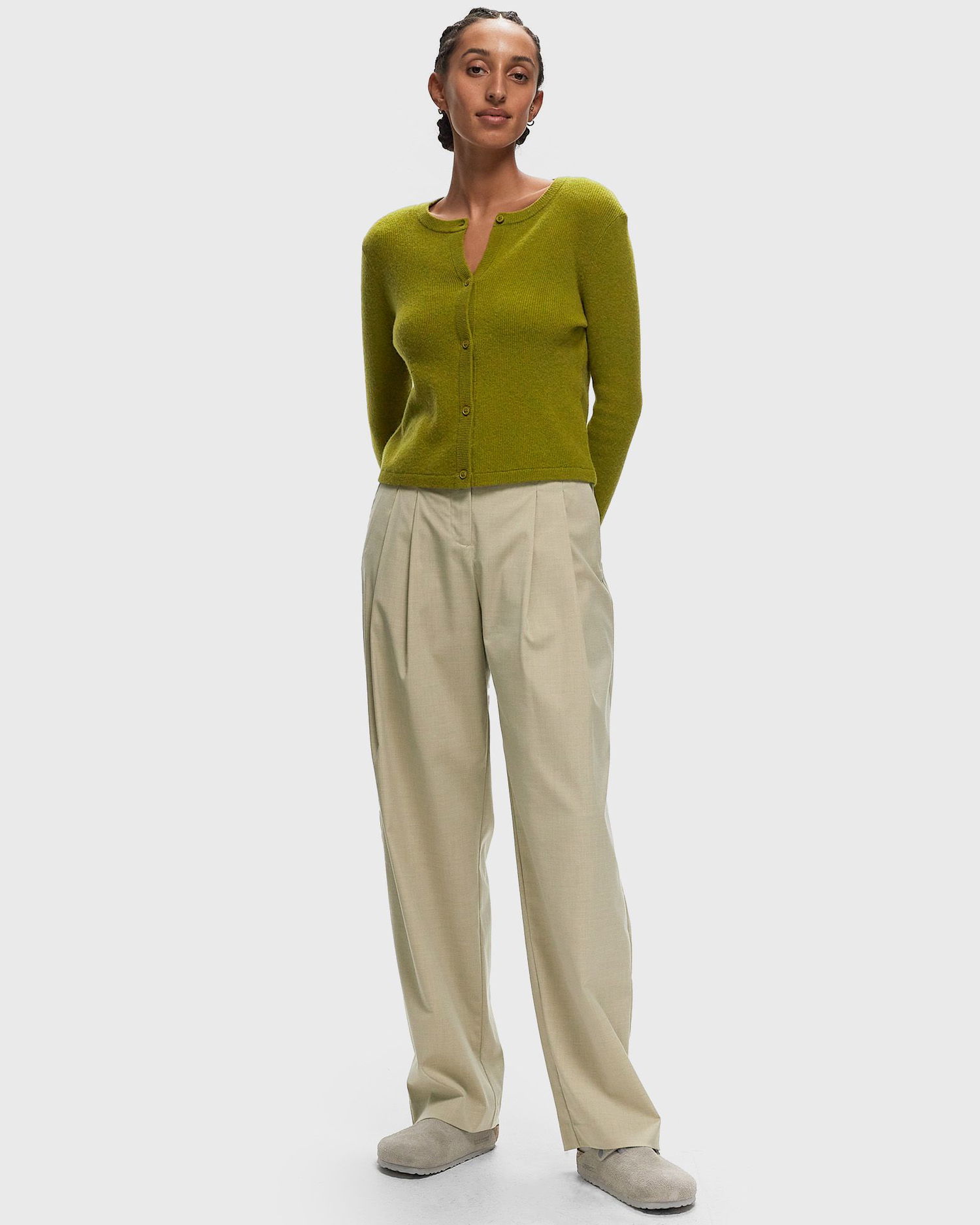 Пуловер American Vintage RAXOW VEST Cardigan Зелено | RAX19AH24-CAMELEON-CHINE, 1