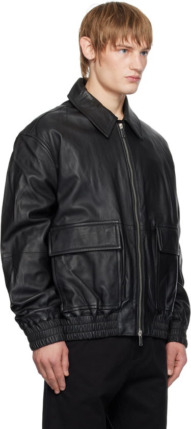 Яке бомбър Studio Nicholson Studio Nicholson Piston Leather Jacket Черно | PISTON SNM - 1115, 1