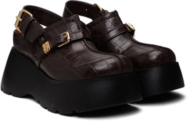 Кецове и обувки GANNI Platform Croc-Embossed Clog Loafers Кафяво | S3231, 3