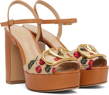 Грижа за обувките Valentino Valentino Garavani VLogo Signature Cherryfic Platform Sandals Кафяво | 6W0S0FG2NNX, 3