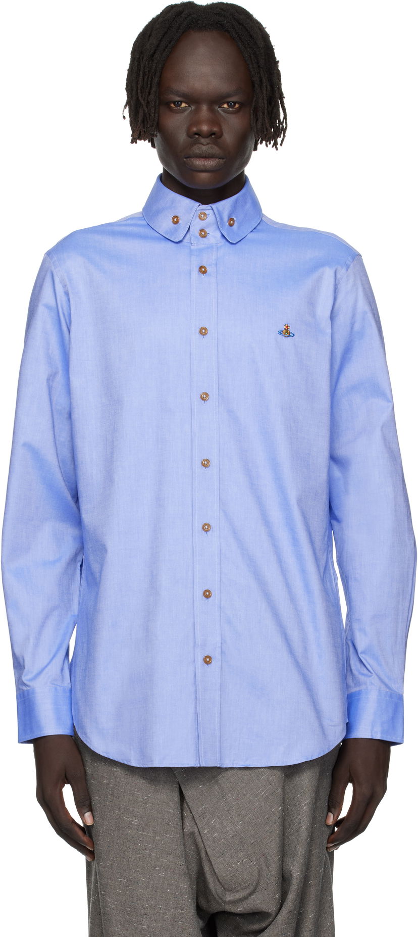 Риза Vivienne Westwood Vivienne Westwood Two Button Krall Shirt Синьо | 24010005-W017R-