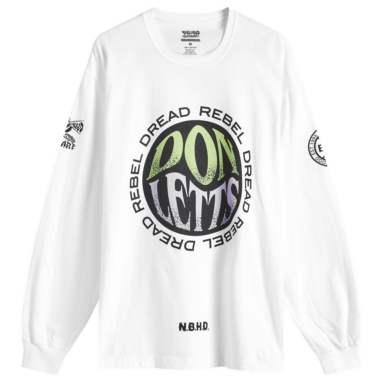Тениска Neighborhood Neighborhood x Rebel Dread Hardware Long Sleeve T-Shirt Бяло | 242PCRDN-LT01S-WHT, 1