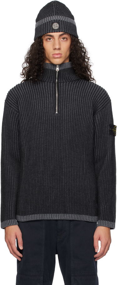 Пуловер Stone Island Stone Island Vanisé Full Rib RWS Wool Quarter-Zip Sweater Черно | 8115516C1, 0