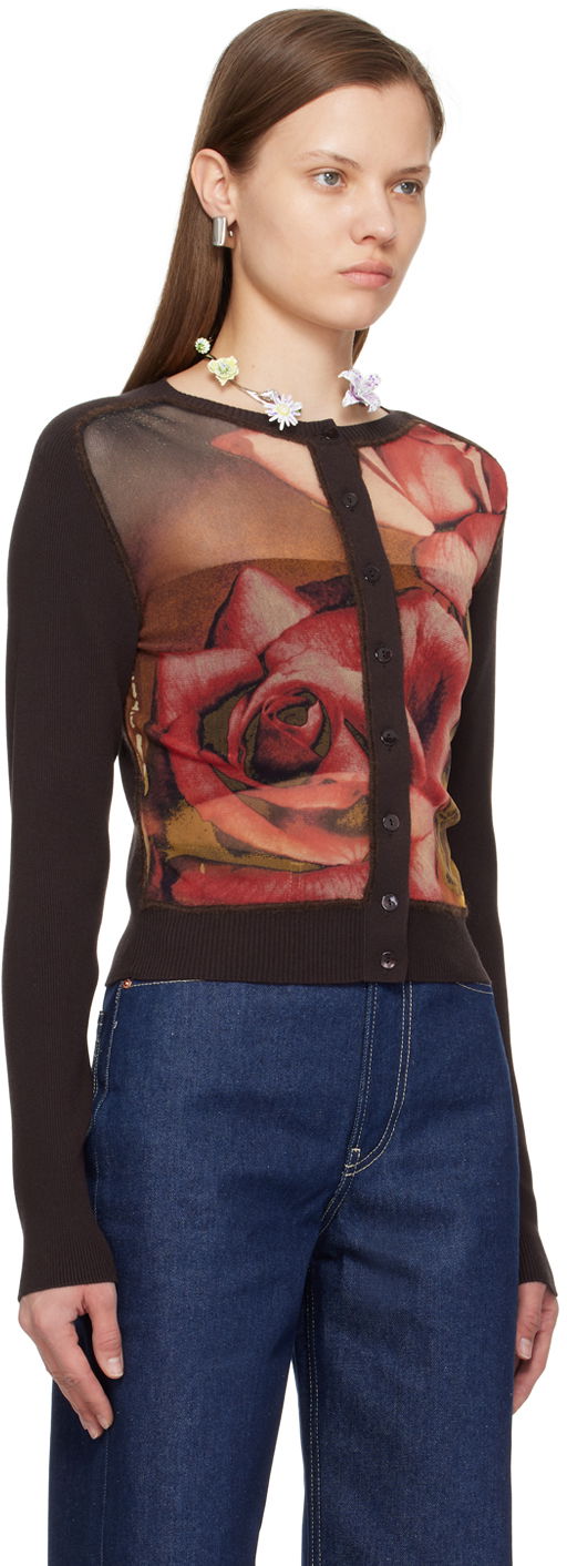 Пуловер Jean Paul Gaultier Gaultier Roses Print Cardigan Кафяво | 24/25-F-CA004-M063-60403050, 1