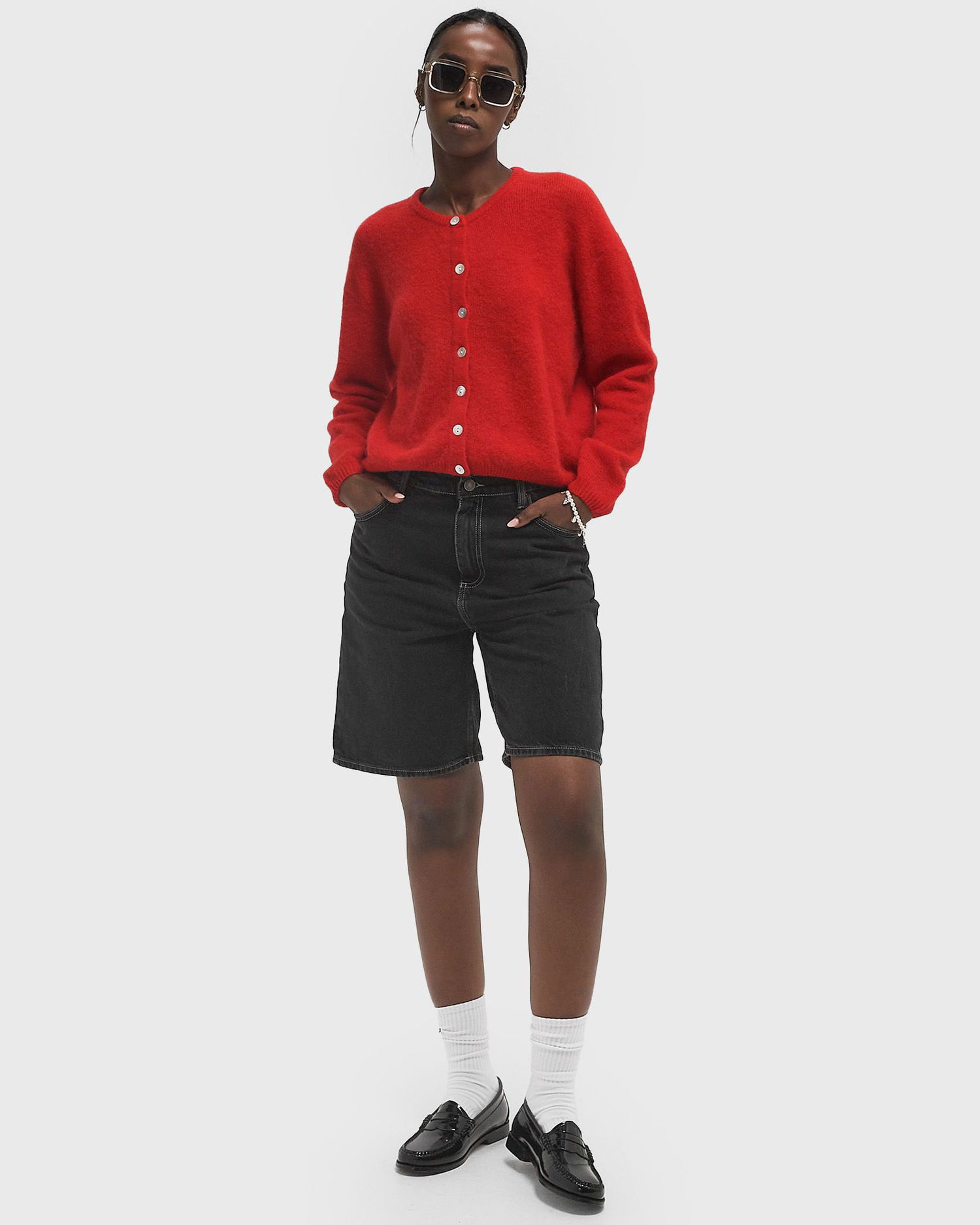 Пуловер American Vintage VITOW Cardigan L Червено | VITO19EE25-STRAWBERRY, 1