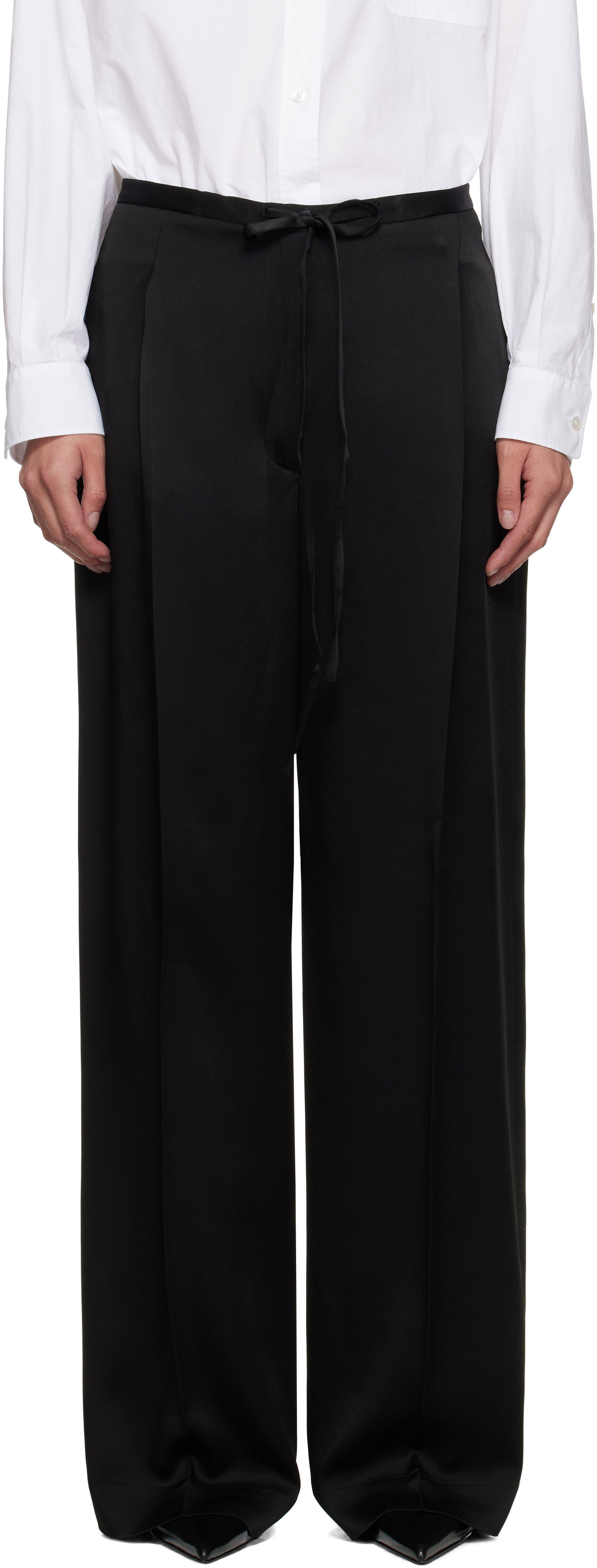 Панталони Róhe Relaxed Drawstring Satin Trousers Черно | 416-30-125, 0