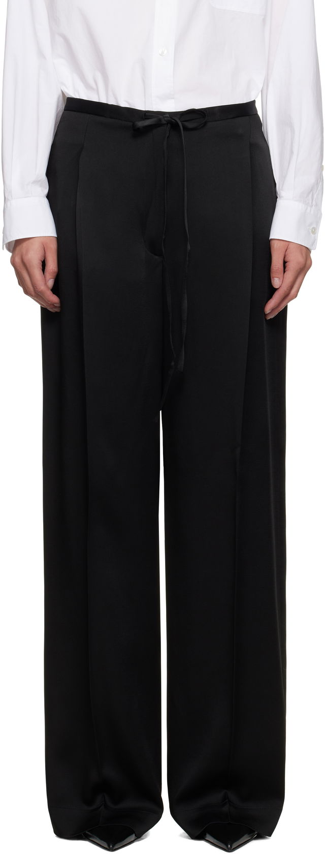 Relaxed Drawstring Satin Trousers