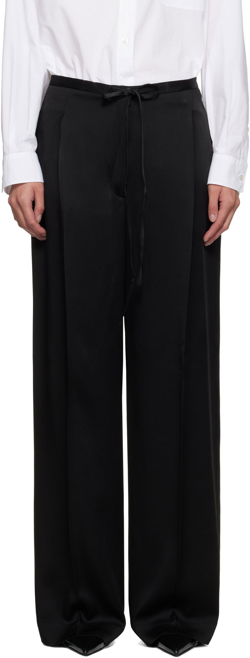 Панталони Róhe Relaxed Drawstring Satin Trousers Черно | 416-30-125