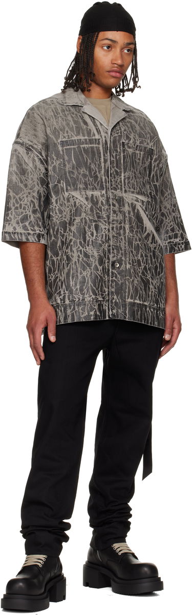 Риза Rick Owens DRKSHDW Concordians Magnum Tommy Short-Sleeve Patterned Denim Shirt Сиво | DU02E7294 SDWF, 3