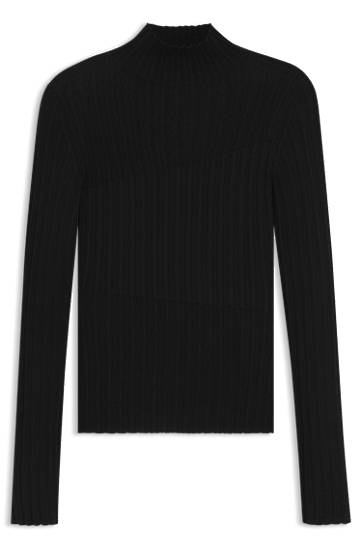 Пуловер BOSS Mock Neck Ribbed Sweater Черно | 50542650, 0