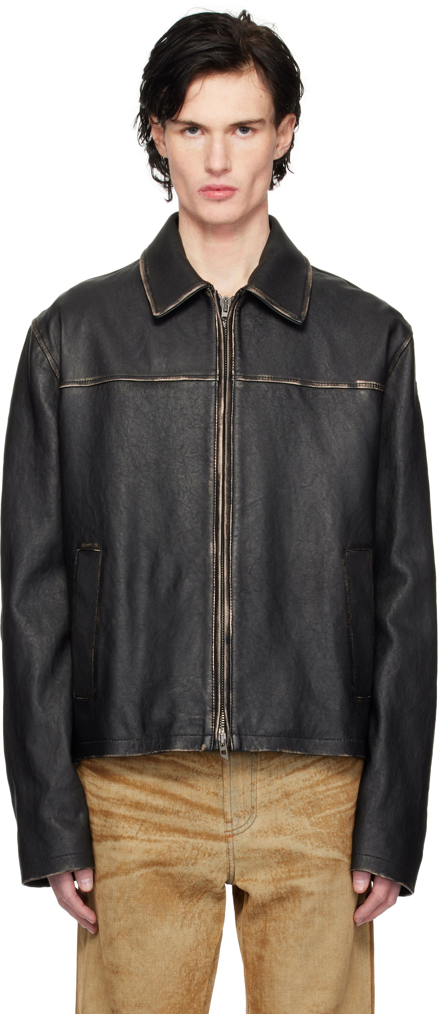 Яке бомбър Diesel L-Blixia Black Leather Jacket Черно | A14324-0PITR-9XX, 0