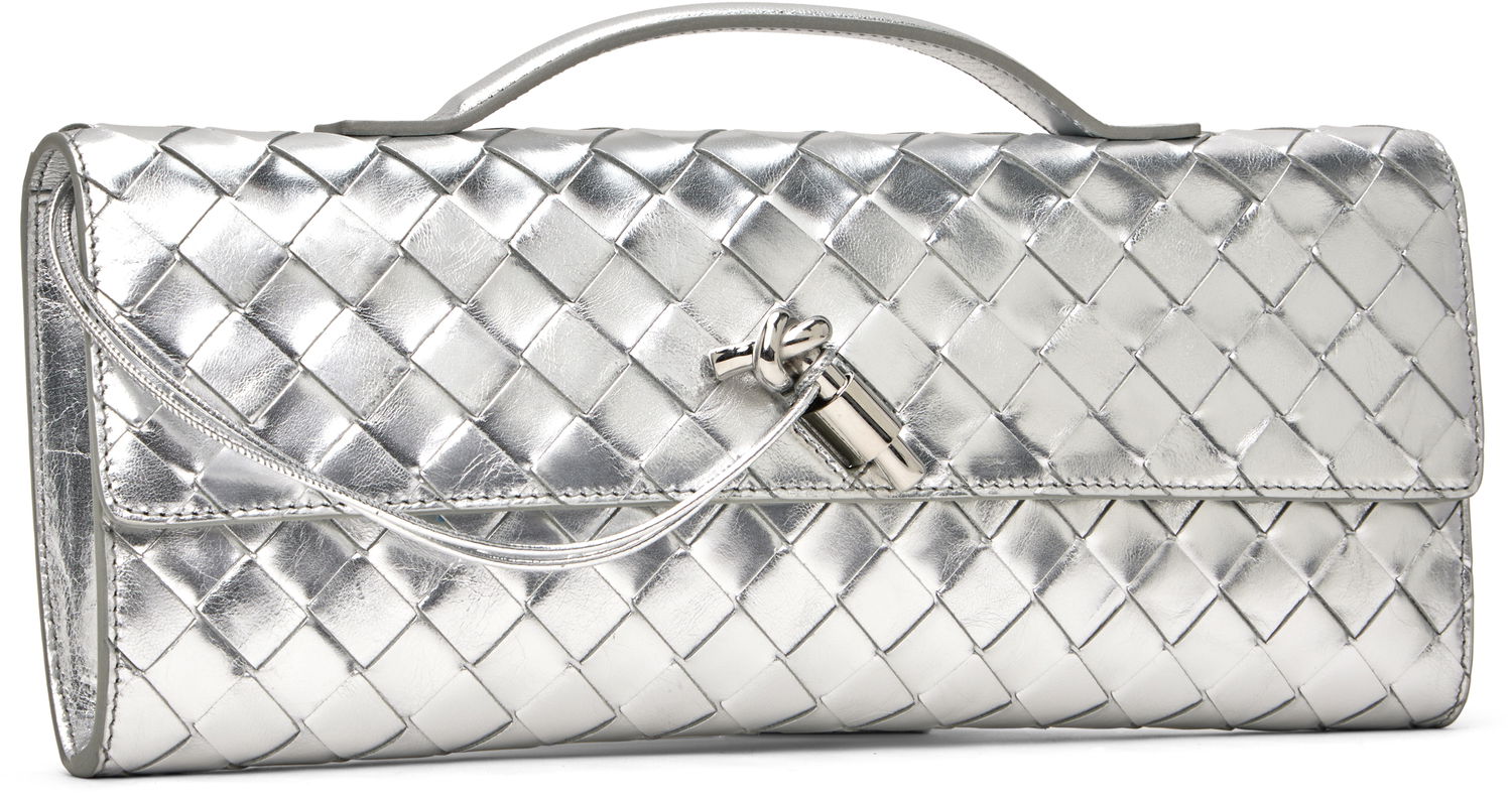 Дамска чанта Bottega Veneta Bottega Veneta Andiamo Woven Leather Clutch Металик | 741511 V4P12, 1