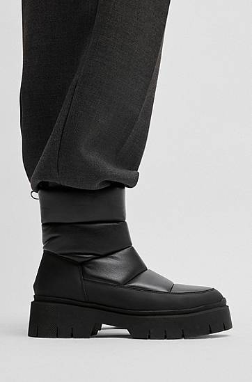 Облекло и аксесоари BOSS Quilted Faux-Leather Boots Черно | 50529838, 1