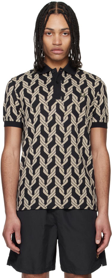 Поло тениска Fred Perry Fred Perry Cable Knit Print Polo Черно | M9837, 0