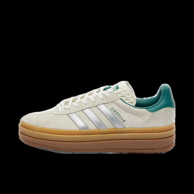 Adidas Women's Gazelle Bold W in Off White/Silver Met/Collegiate Green, Size UK 3 | END. Clothing