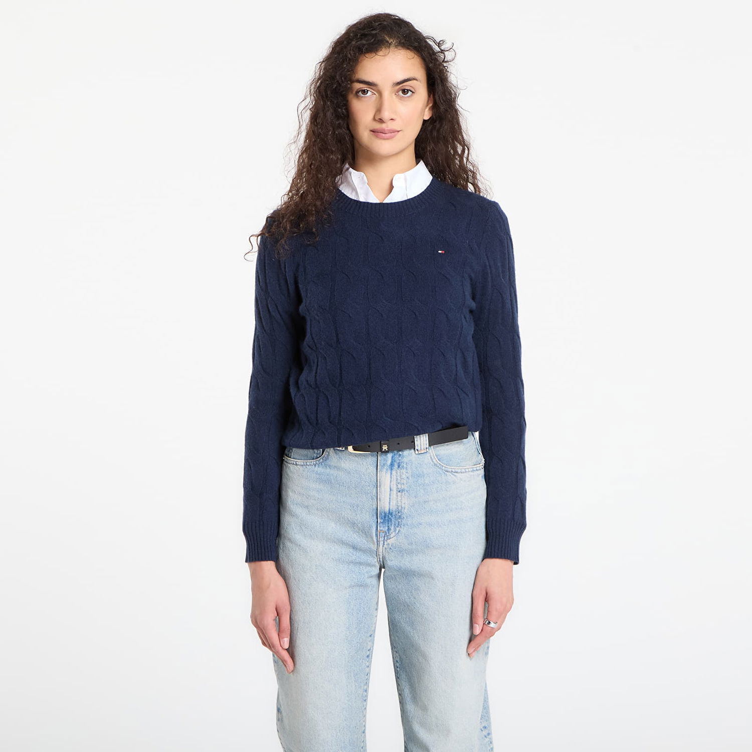 Пуловер Tommy Hilfiger Tommy Hilfiger Soft Wool Cable C-Neck Ls Sweater Тъмно синьо | WW0WW43586 C1G, 0