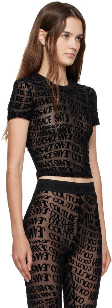 Тениска Versace Versace Jeans Couture Tulle Flock Liquify T-Shirt Черно | E79HAH602_EJS490, 1