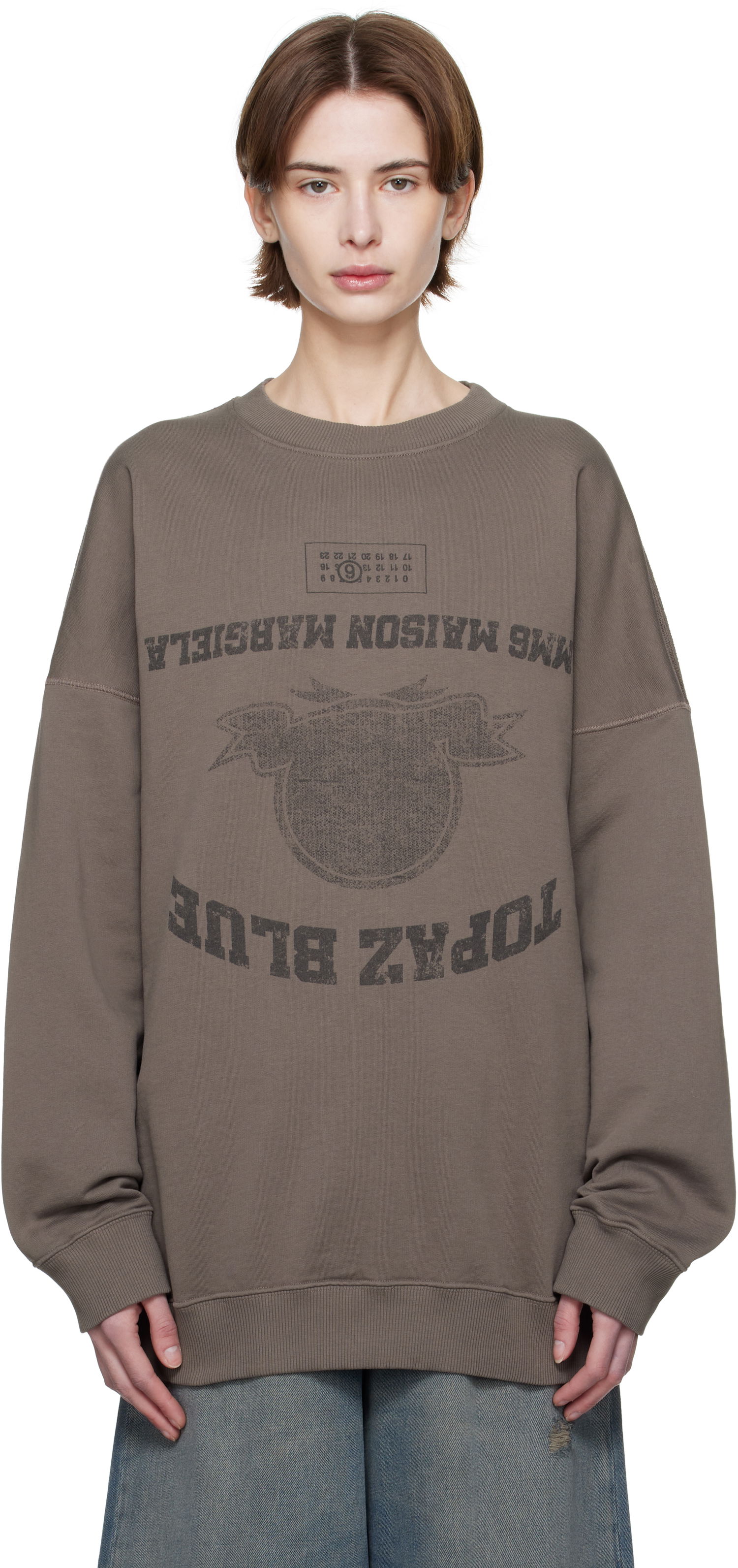 Пуловер Maison Margiela MM6 Maison Margiela Printed Sweatshirt Кафяво | SH0GU0023 M25012, 0