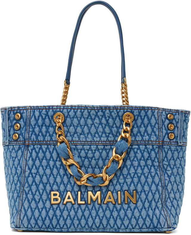 Balmain 1945 Soft Diamond-Quilted Denim Tote