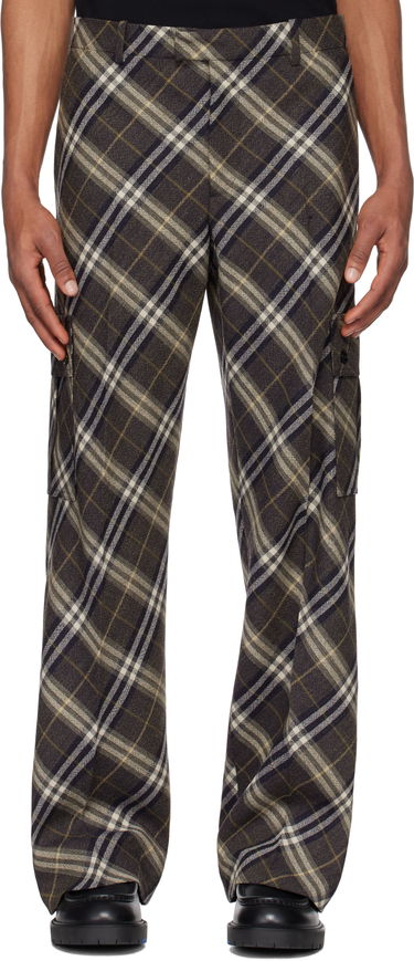 Карго панталони Burberry Burberry Check Wool Tailored Cargo Pants Кафяво | 8102488, 0