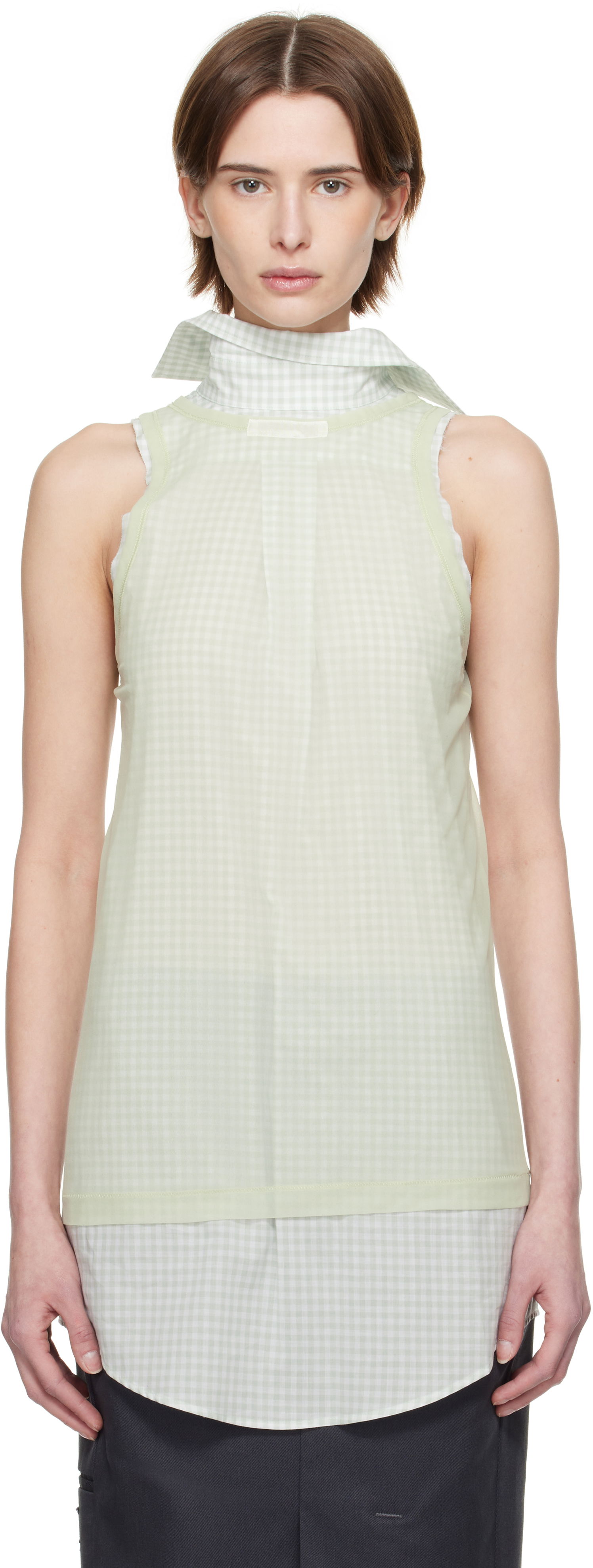 Потник Maison Margiela Maison Margiela Back To Front Check Sleeveless Top Зелено | S51NL0046 MTJ024, 0