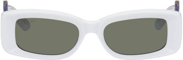 Gucci White Rectangular Sunglasses