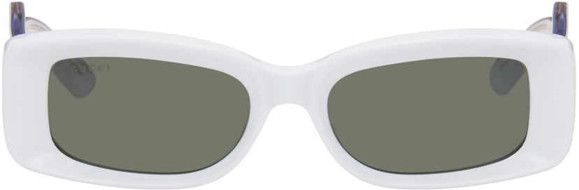 Облекло Gucci Gucci White Rectangular Sunglasses Сиво | GG1528S