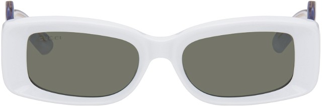 Gucci White Rectangular Sunglasses