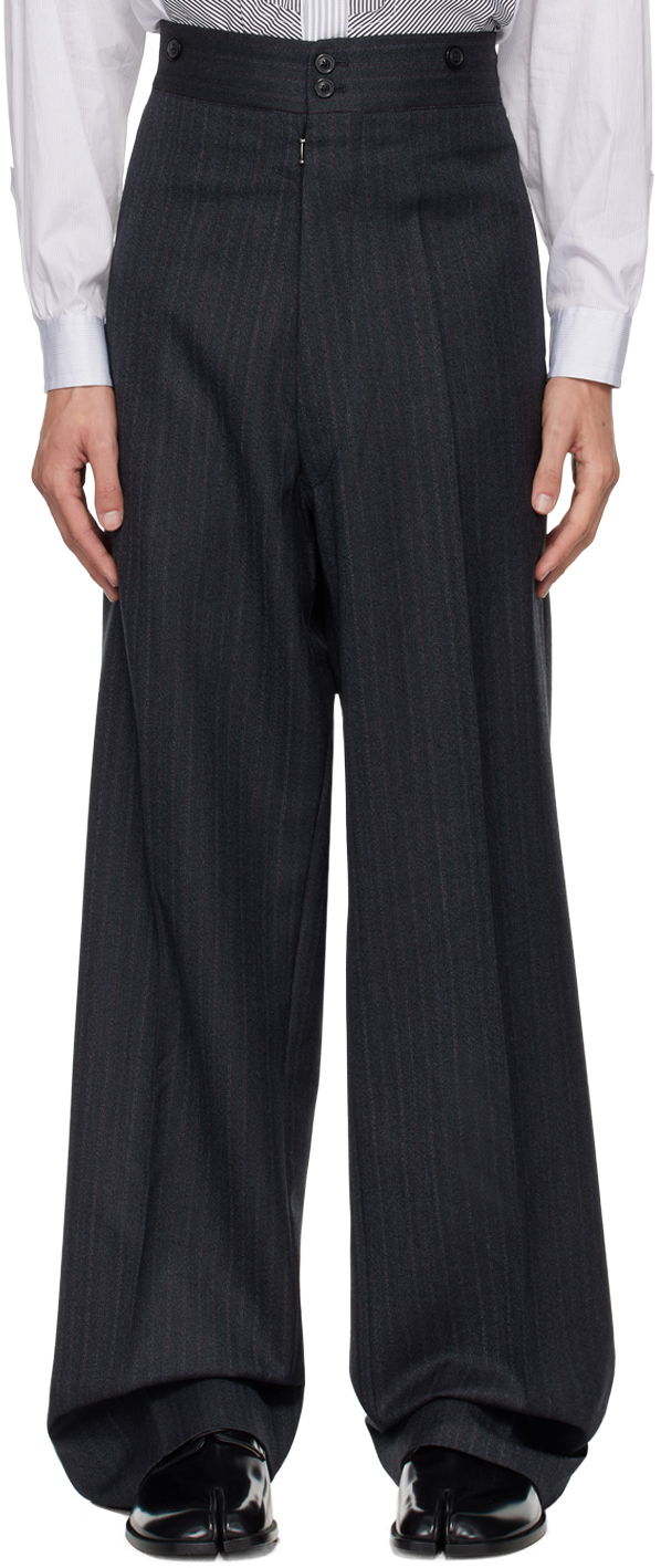 Панталони Maison Margiela Black Pleated Trousers Черно | S50KA0654 M35203, 0