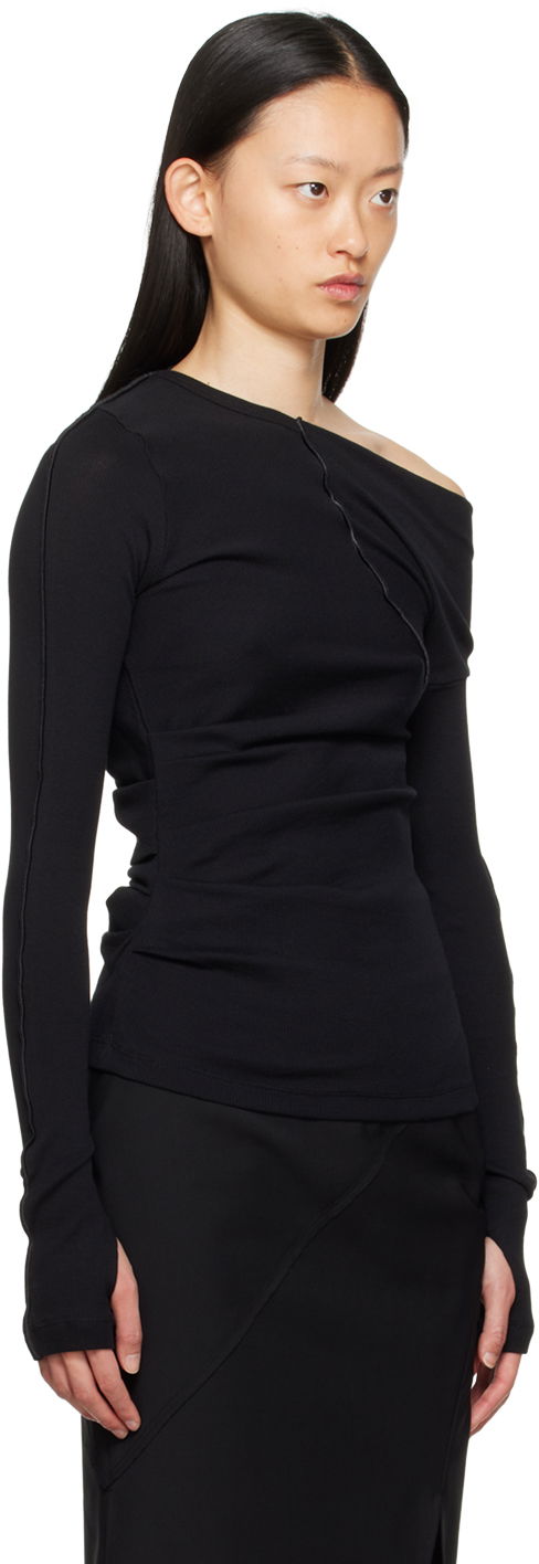 Тениска Helmut Lang Helmut Lang Asymmetric Long Sleeve T-Shirt Черно | N06HW502, 1
