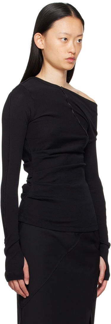 Тениска Helmut Lang Helmut Lang Asymmetric Long Sleeve T-Shirt Черно | N06HW502, 1