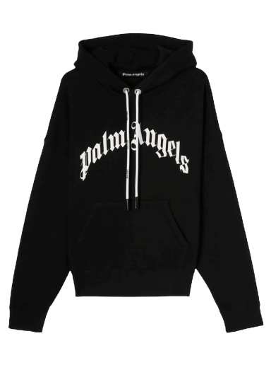 Суитчър Palm Angels Curved Logo Hoody Черно | PMBB058C99FLE0031001