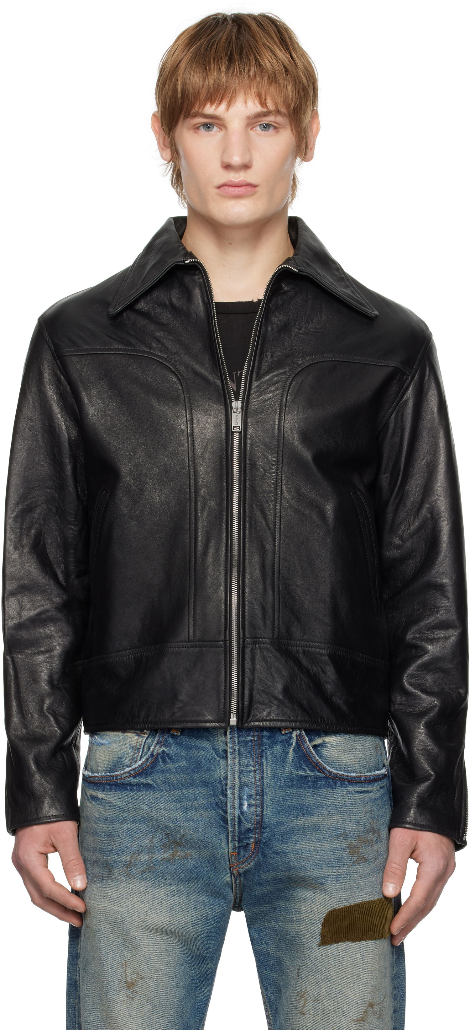 Яке бомбър Enfants Riches Déprimés Television Black Leather Jacket Черно | 030-466, 0