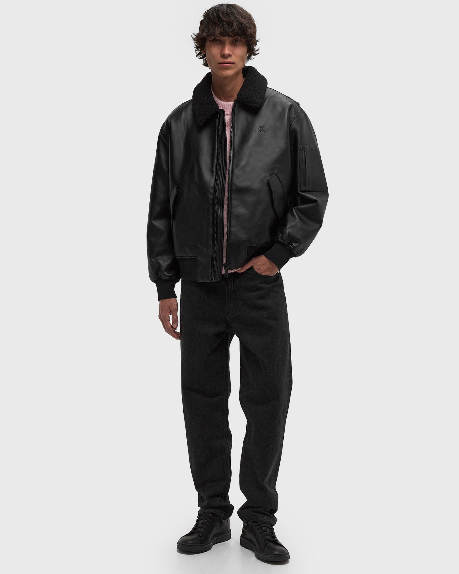Яке бомбър CALVIN KLEIN Calvin Klein Jeans Faux Leather Aviator Bomber Jacket Черно | J30J326729BEH, 1