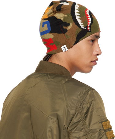 Шапка BAPE A Bathing Ape 1st Camo Shark Knit Beanie Зелено | 001HTK701006M, 4