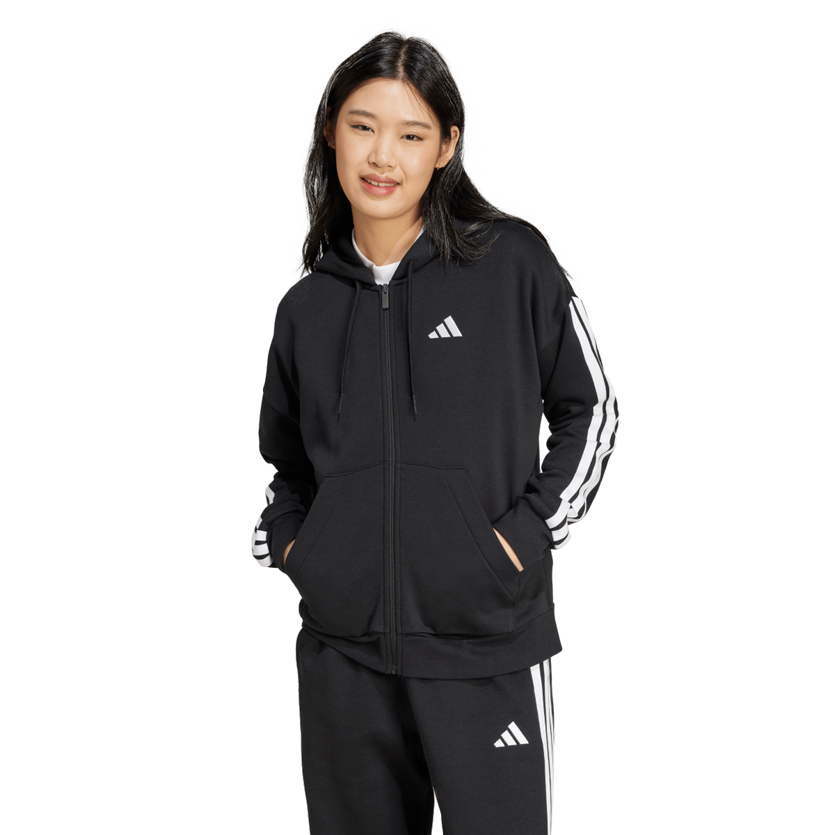 Суитчър adidas Originals 3-Stripes Full-Zip Hoodie Черно | JE1283, 0