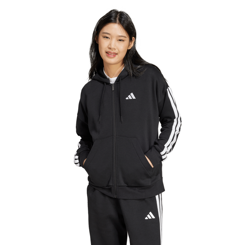 Суитчър adidas Originals 3-Stripes Full-Zip Hoodie Черно | JE1283