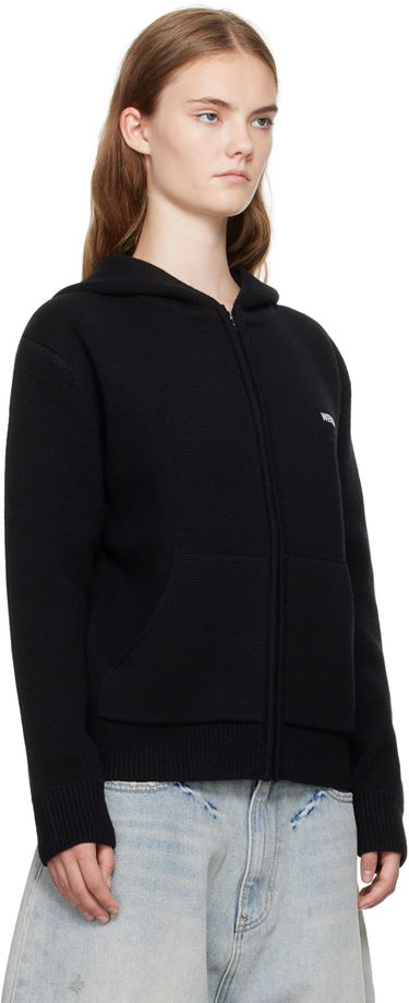 Суитчър We11done We11done Embroidered-Logo Zip-Up Hoodie Черно | WD-KJ2-24-605-W-BK, 1
