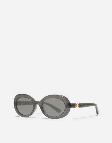 Слънчеви очила Dolce & Gabbana Dolce & Gabbana DNA Glitter Oval Sunglasses Сиво | VG600PVN1879V000, 1