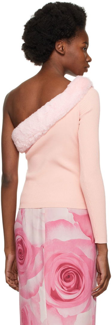 Пуловер Blumarine One Shoulder Faux Fur Trimmed Sweater Розово | 2M181A, 2