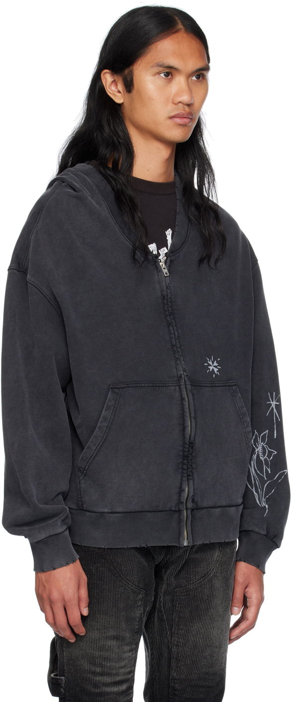 Суитчър We11done We11done Wide Neck Graphic Zip Hoodie Черно | WD-TJ2-24-845-U-BK, 1