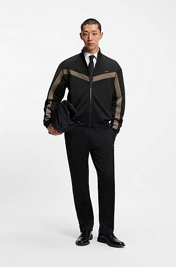 Спортни панталони BOSS Relaxed-fit tracksuit bottoms with logo tape and ankle zippers Черно | 50551351, 1