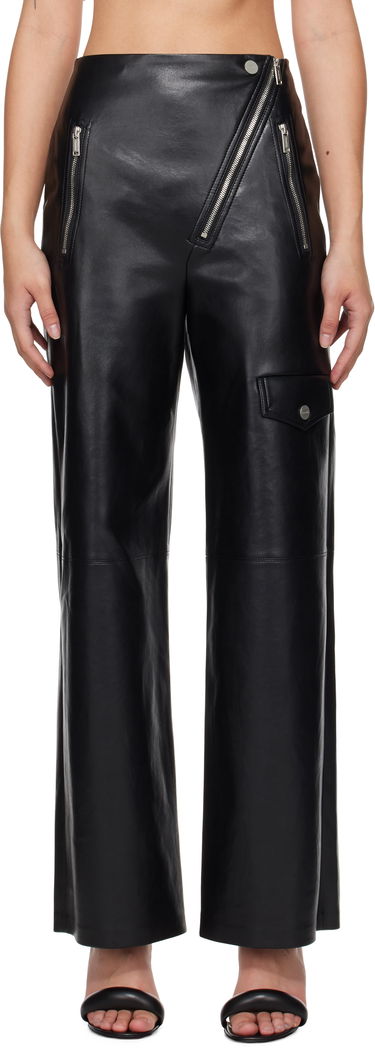 Панталони Nanushka Leather Pants With Asymmetrical Zipper Черно | NW24FWPA45300, 0