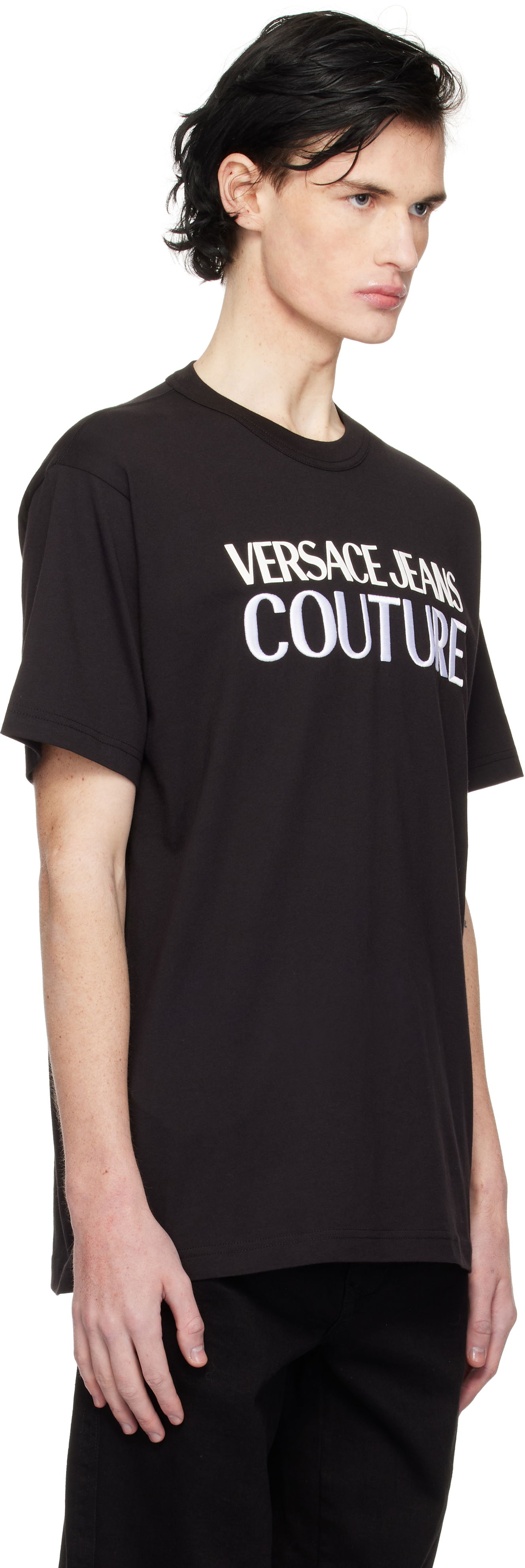 Тениска Versace Embroidered Logo T-Shirt Черно | E77GAHL03_ECJ01L, 1