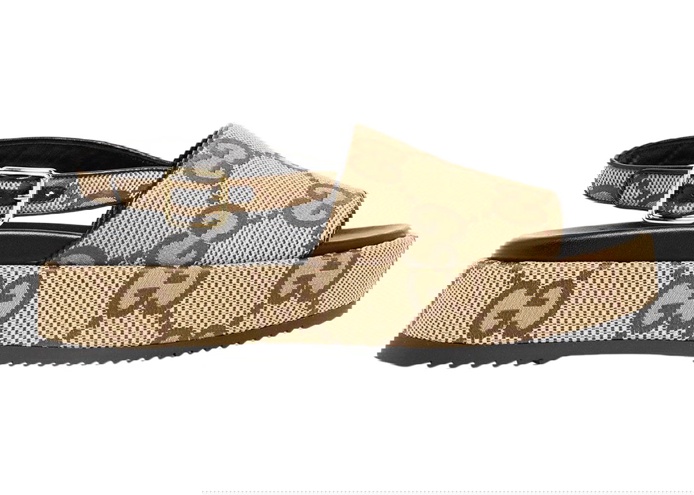 Кецове и обувки Gucci Angelina Supreme Platform 30mm Sandal Camel Canvas Бежово | 695078 UK0D0, 0